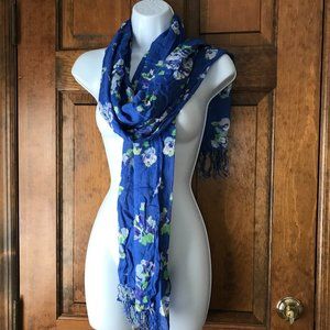 Isaac Mizrahi Live! #1 Blue w/Light Blue, Purple, White & Green Flowers Scarf